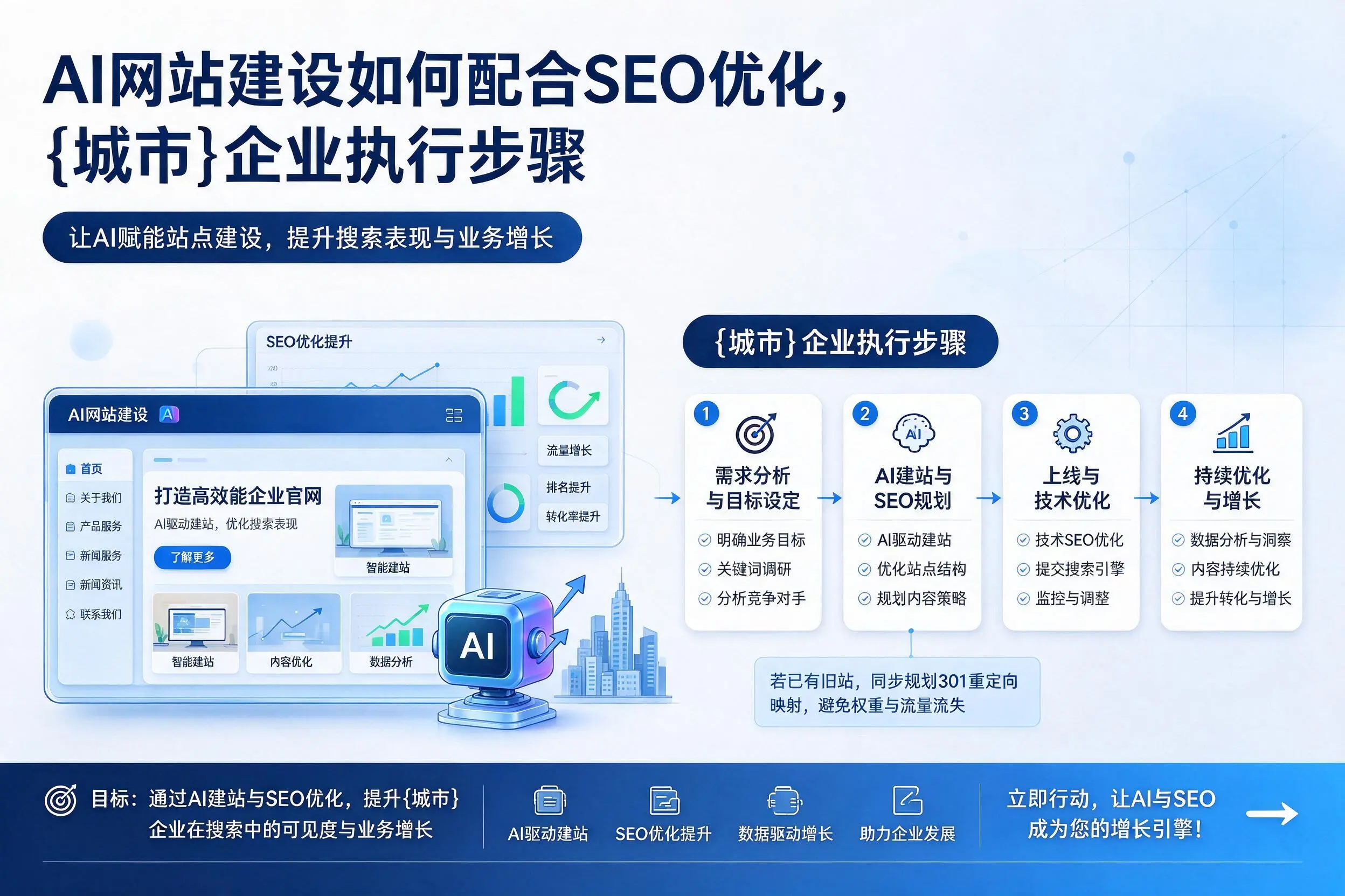 AI网站建设如何配合SEO优化,十堰企业执行步骤